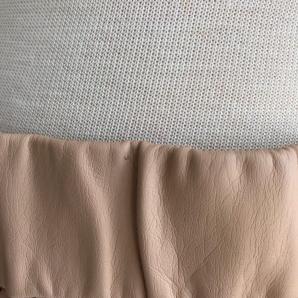 Club Monaco Tan Faux Leather Lazer cut Skirt 8 - Picture 6 of 14